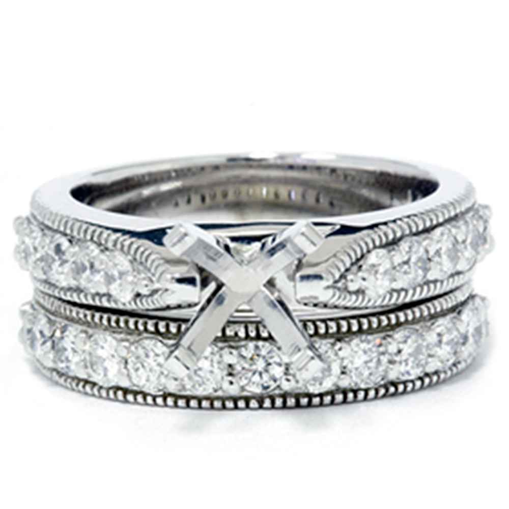 1ct Diamond Engagement Matching Wedding Ring 14K Set Size Selectable