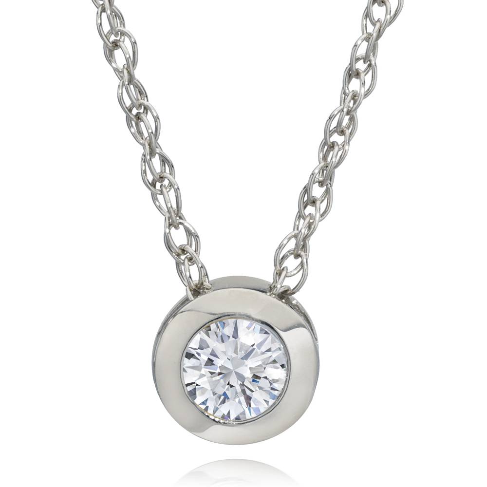 1/3ct Bezel Solitaire Pendant 14K White Gold