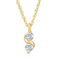 1/3Ct Diamond Two Stone Pendant in White Yellow or Rose Gold Lab Grown Necklace