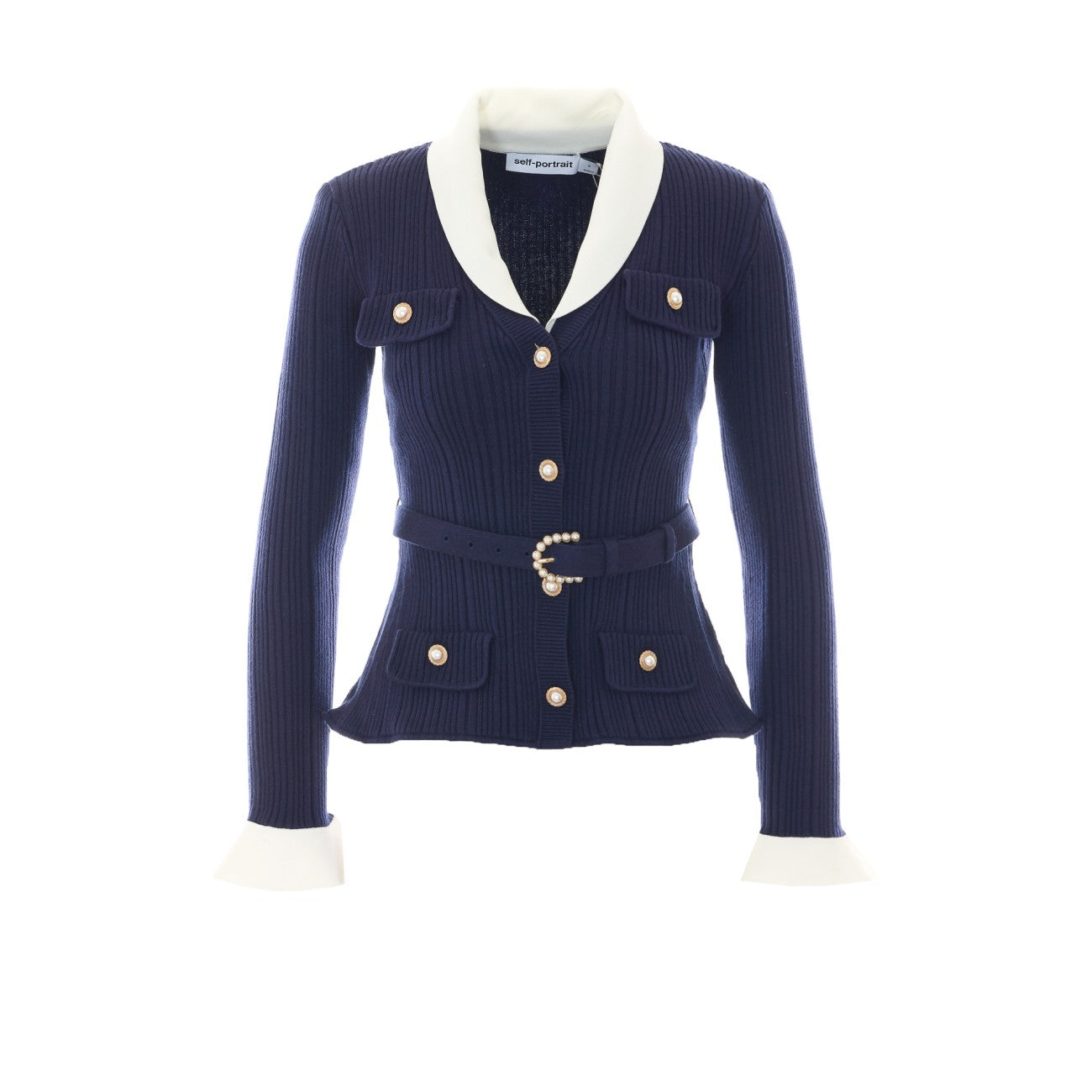 Self Portrait Women Ribbed Knit Cardigan