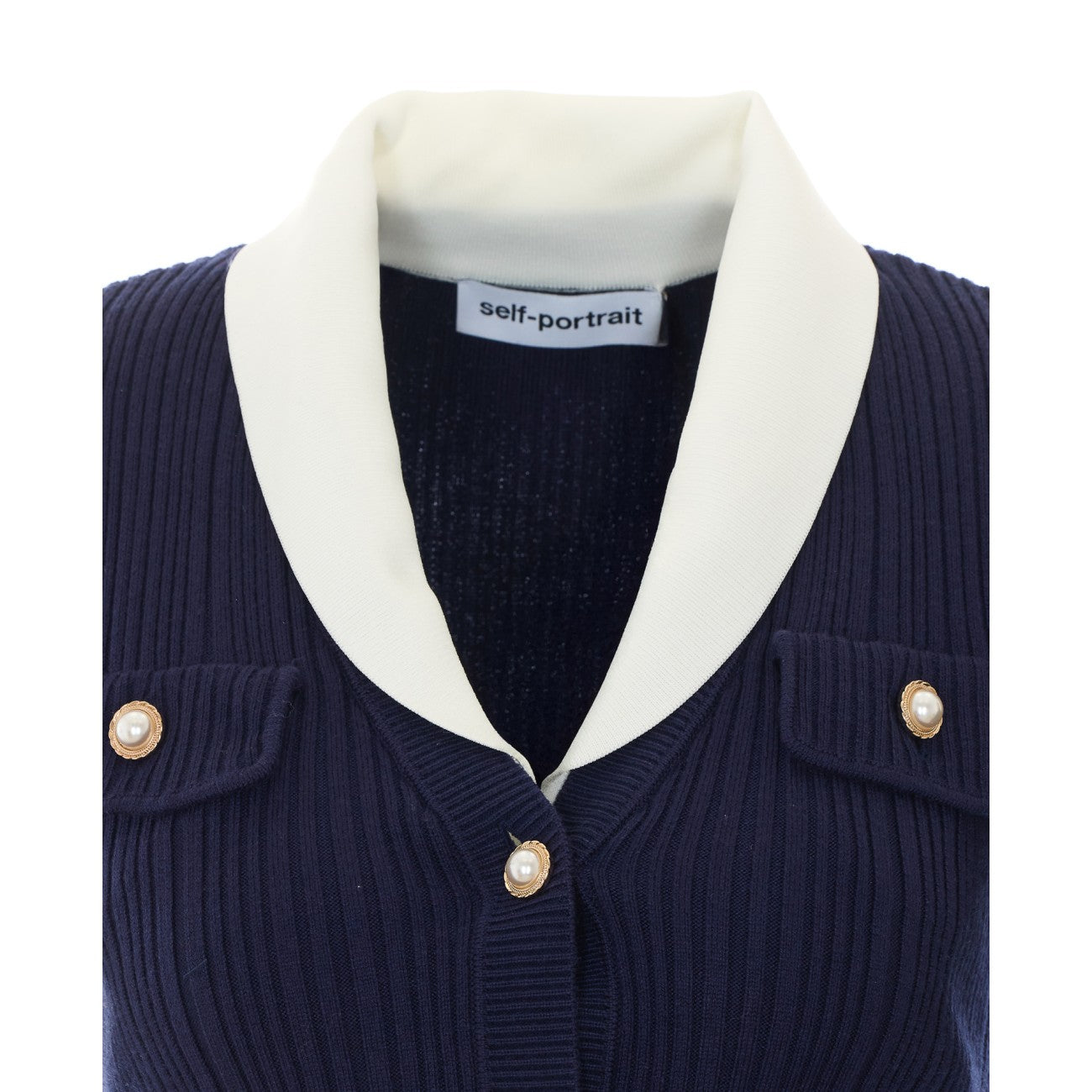 Self Portrait Women Ribbed Knit Cardigan