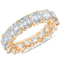 10 1/2 Ct Asscher Cut Moissanite Eternity Ring Wedding Band 10k Gold