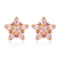 Rose Gold Pink Daisy Stud Earrings