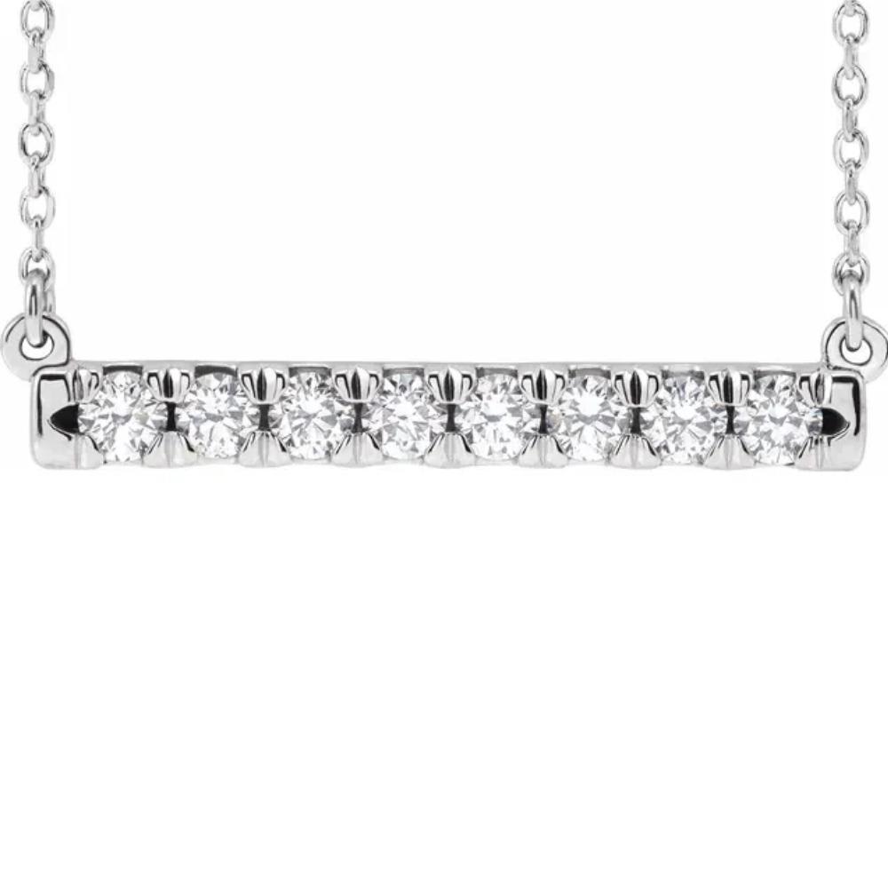 1/2Ct Bar Diamond Pendant Necklace in 14k White or Yellow Gold Lab Grown
