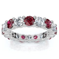 3Ct Ruby & Diamond Eternity Ring 14k Gold or Platinum Lab Grown