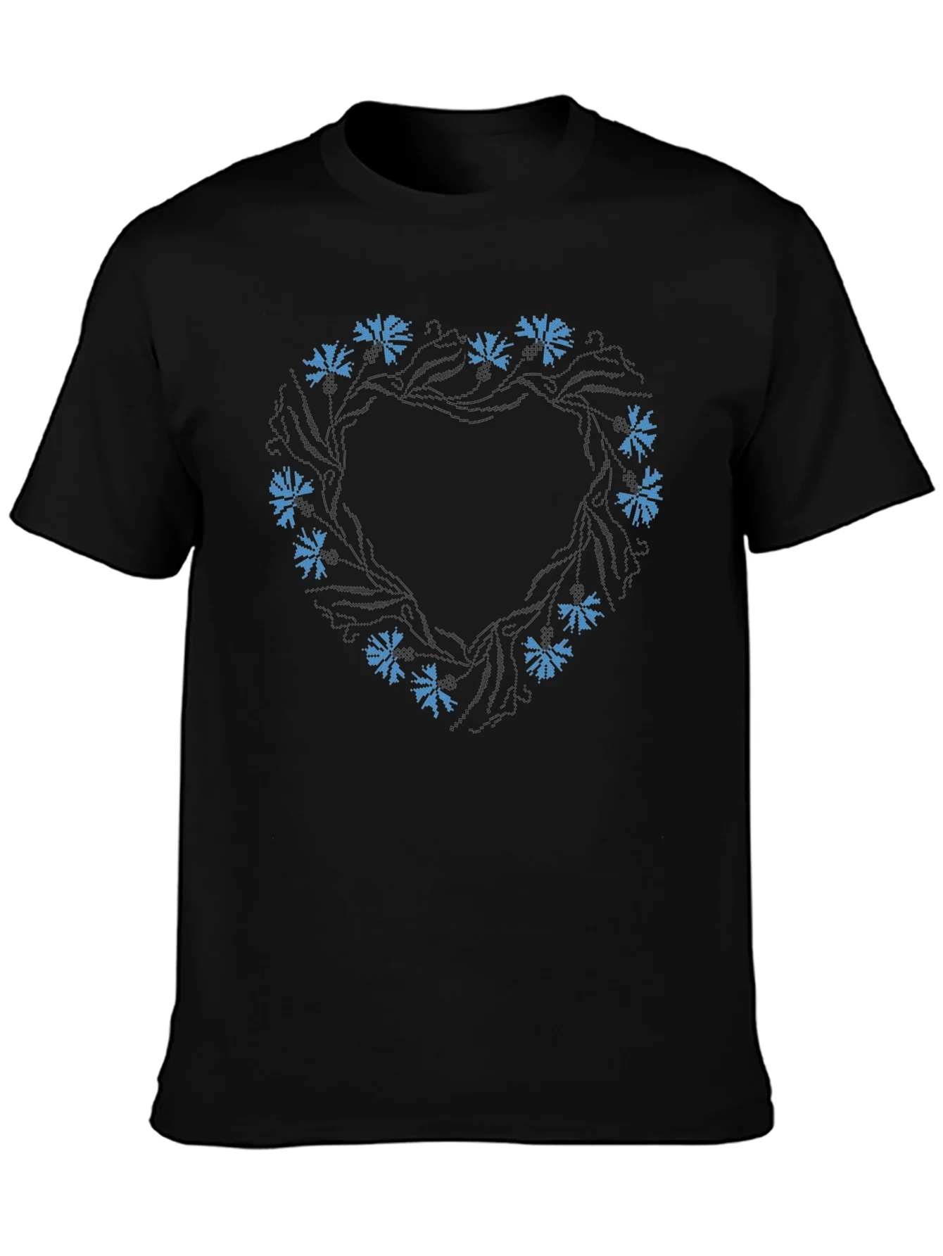 Floral Wreath Black T-Shirt