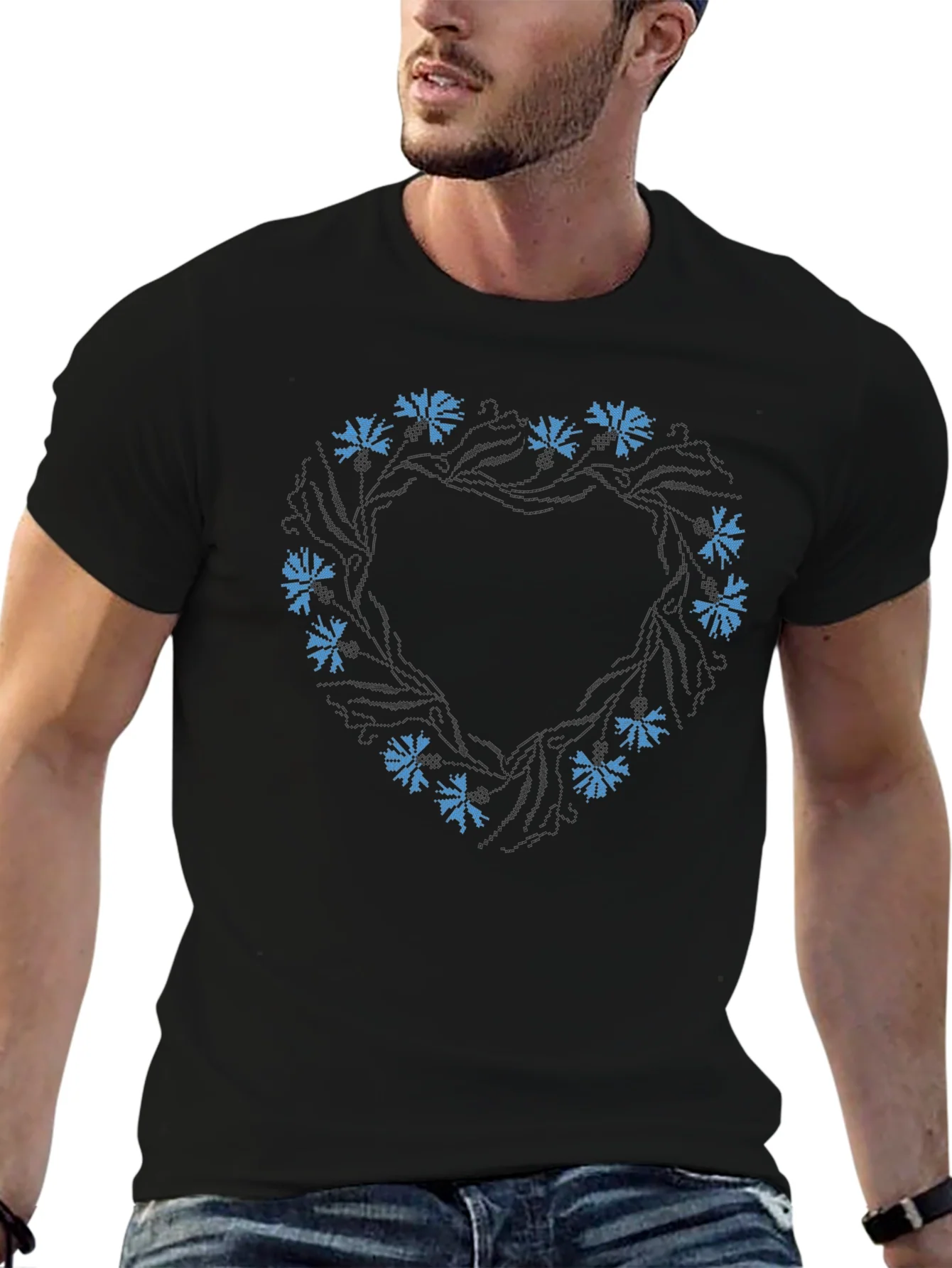 Floral Wreath Black T-Shirt