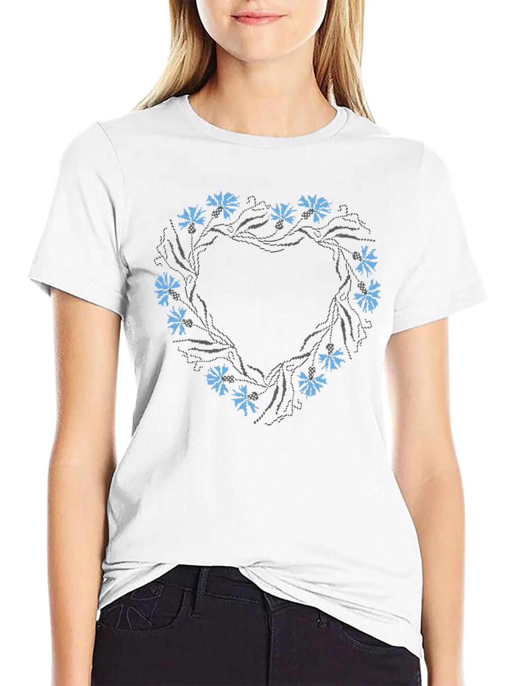 Floral Wreath Black T-Shirt