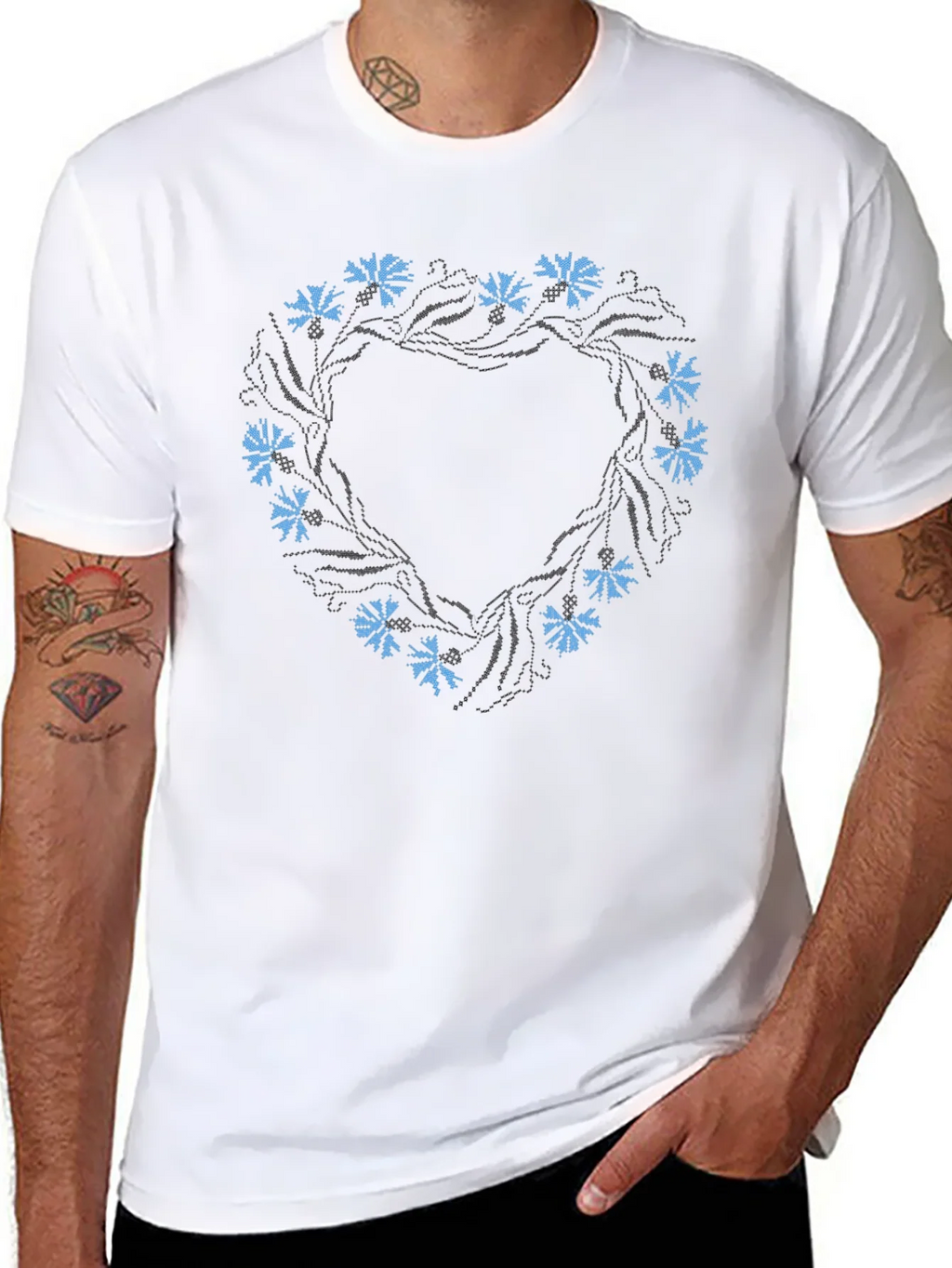 Floral Wreath Black T-Shirt