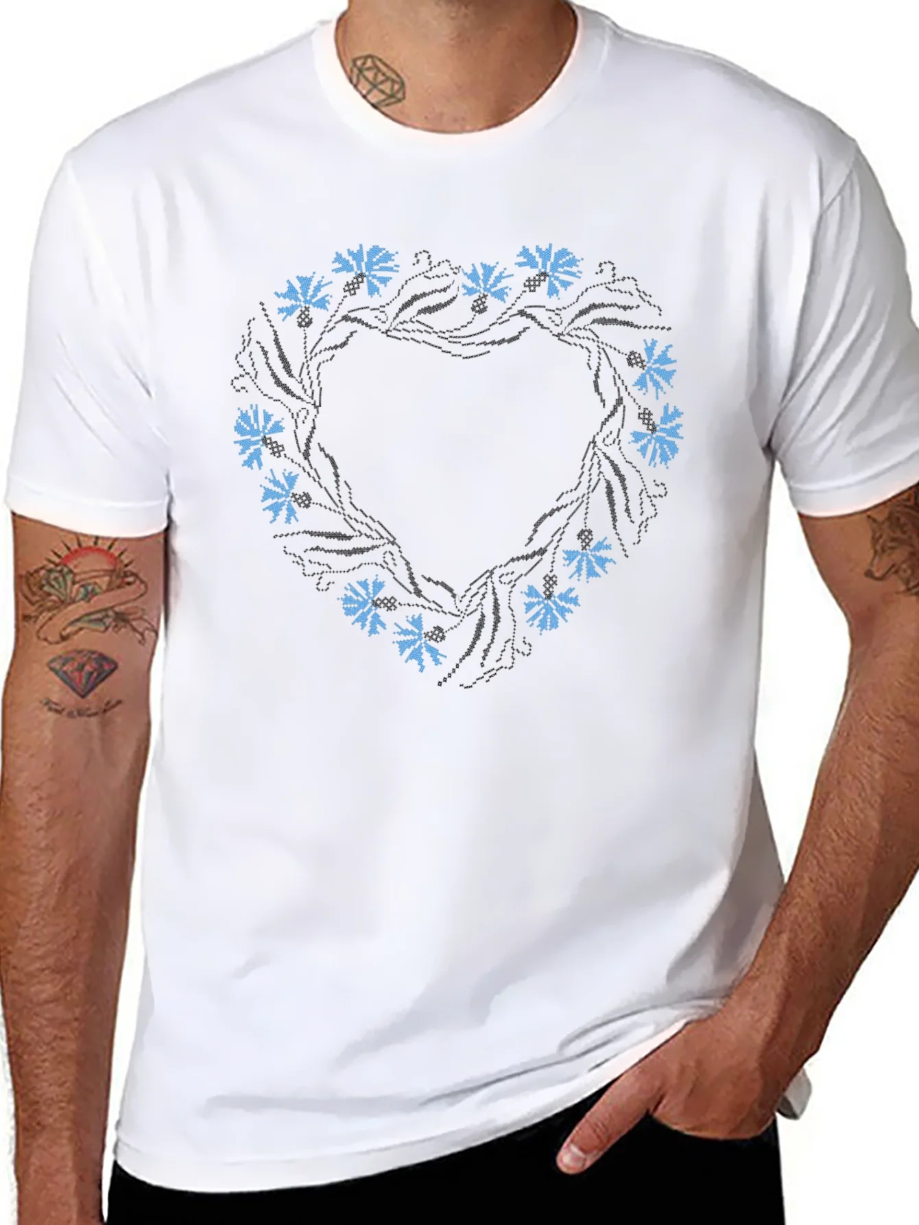 Floral Wreath Black T-Shirt