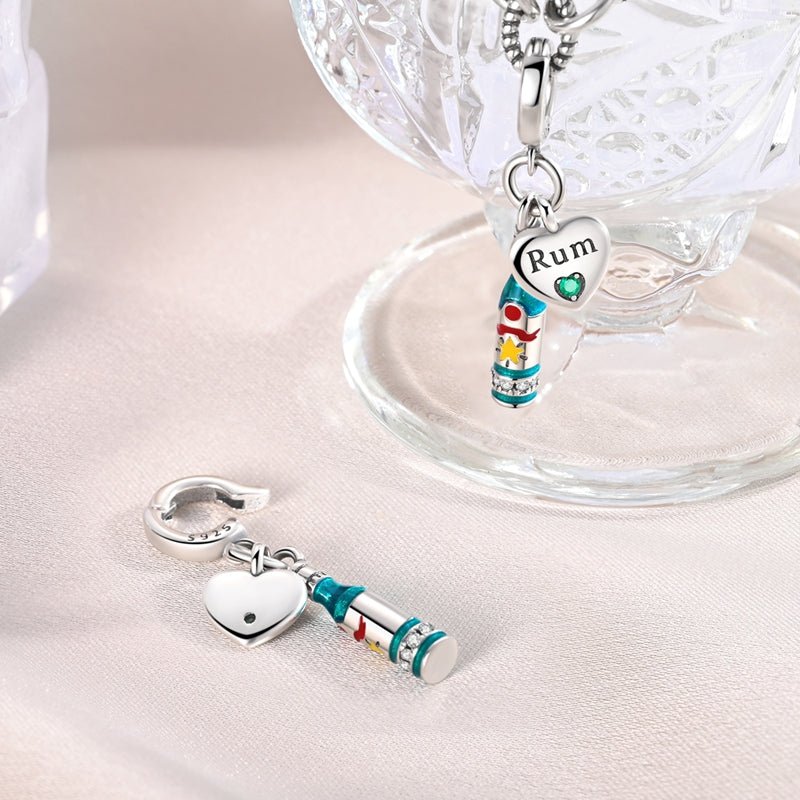 Rum Bottle & Heart “Rum Lover” Dangle Charm