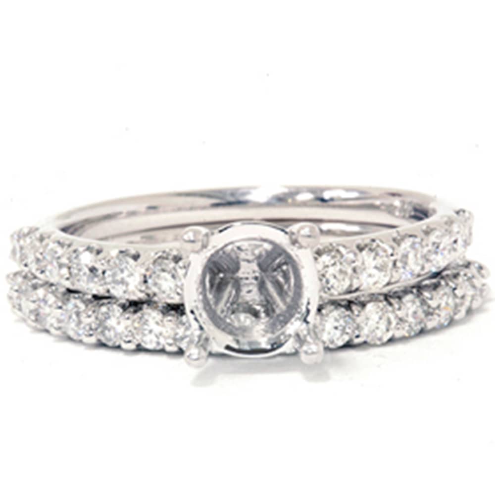 3/4ct Half Eternity Diamond Ring Set 14K White Gold Size Selectable