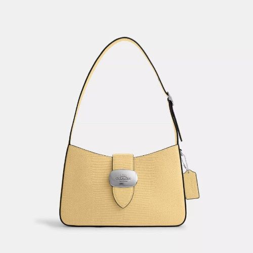NWT Coach Leather Eliza Shoulder Bag In Soft Yellow