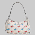 NWT Coach Leather Teri Shoulder Bag With Floral Print In Silver/Chalk Multi