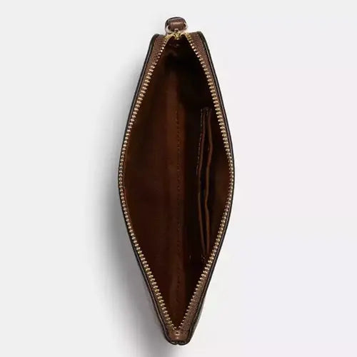 NWT Coach Large Corner zip Wristlet Wallet In Signature Canvas & Leather