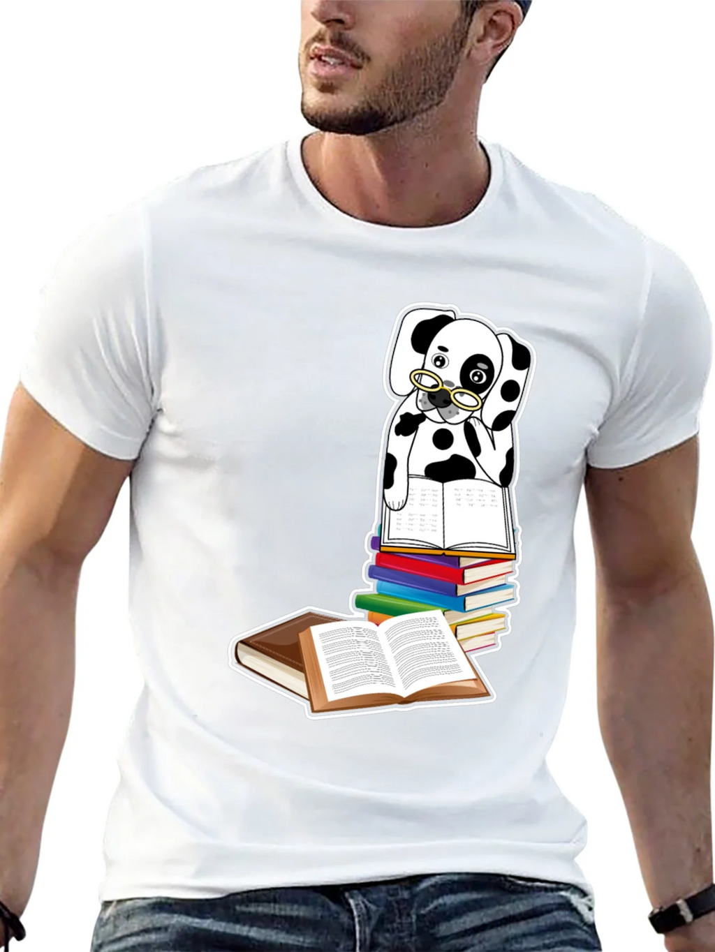 Dalmatian Dog Reading Books T-Shirt
