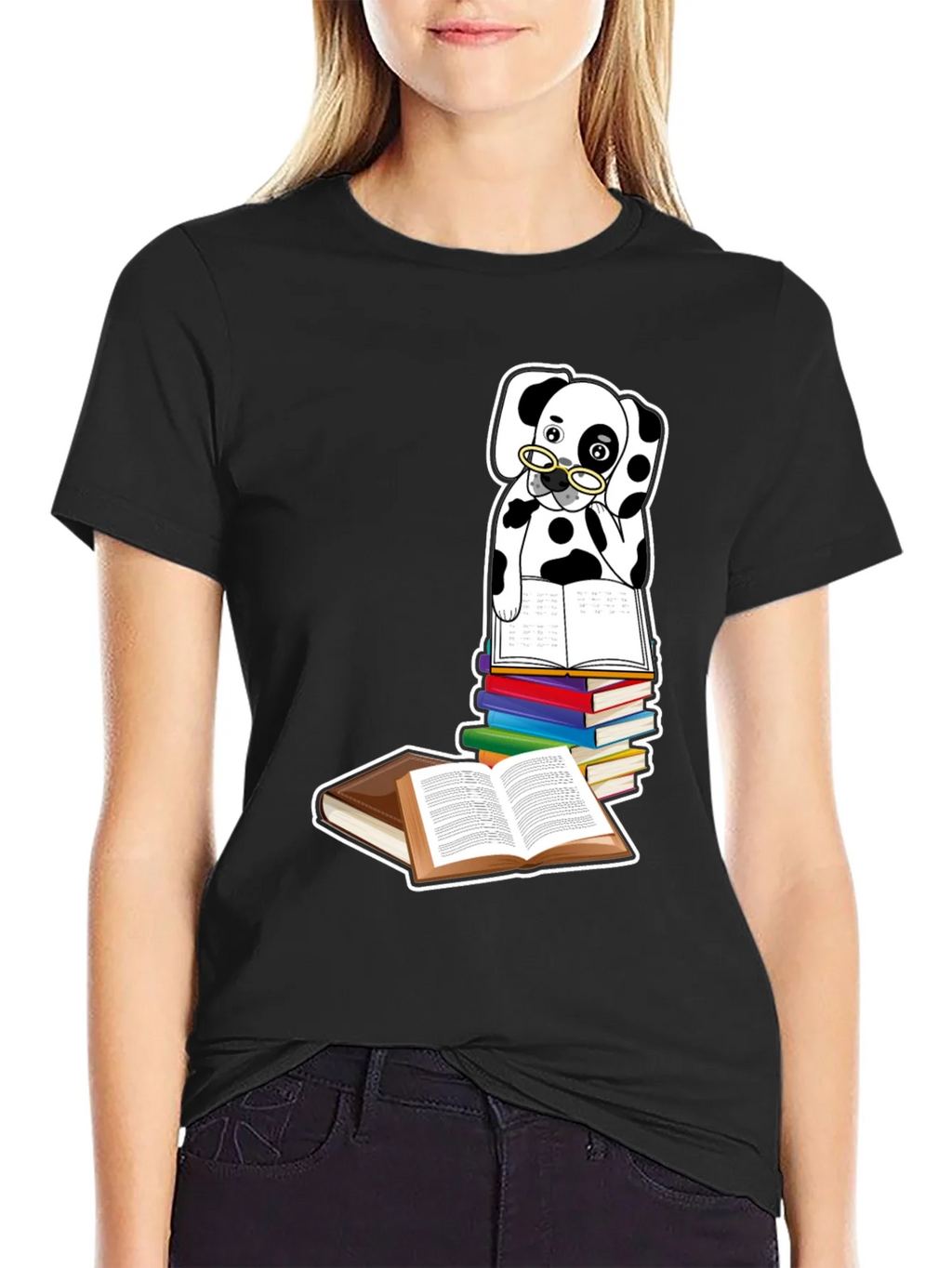 Dalmatian Dog Reading Books T-Shirt