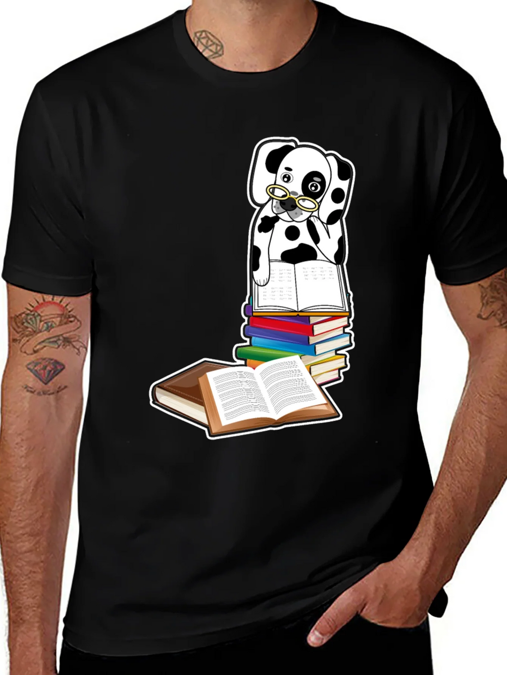 Dalmatian Dog Reading Books T-Shirt