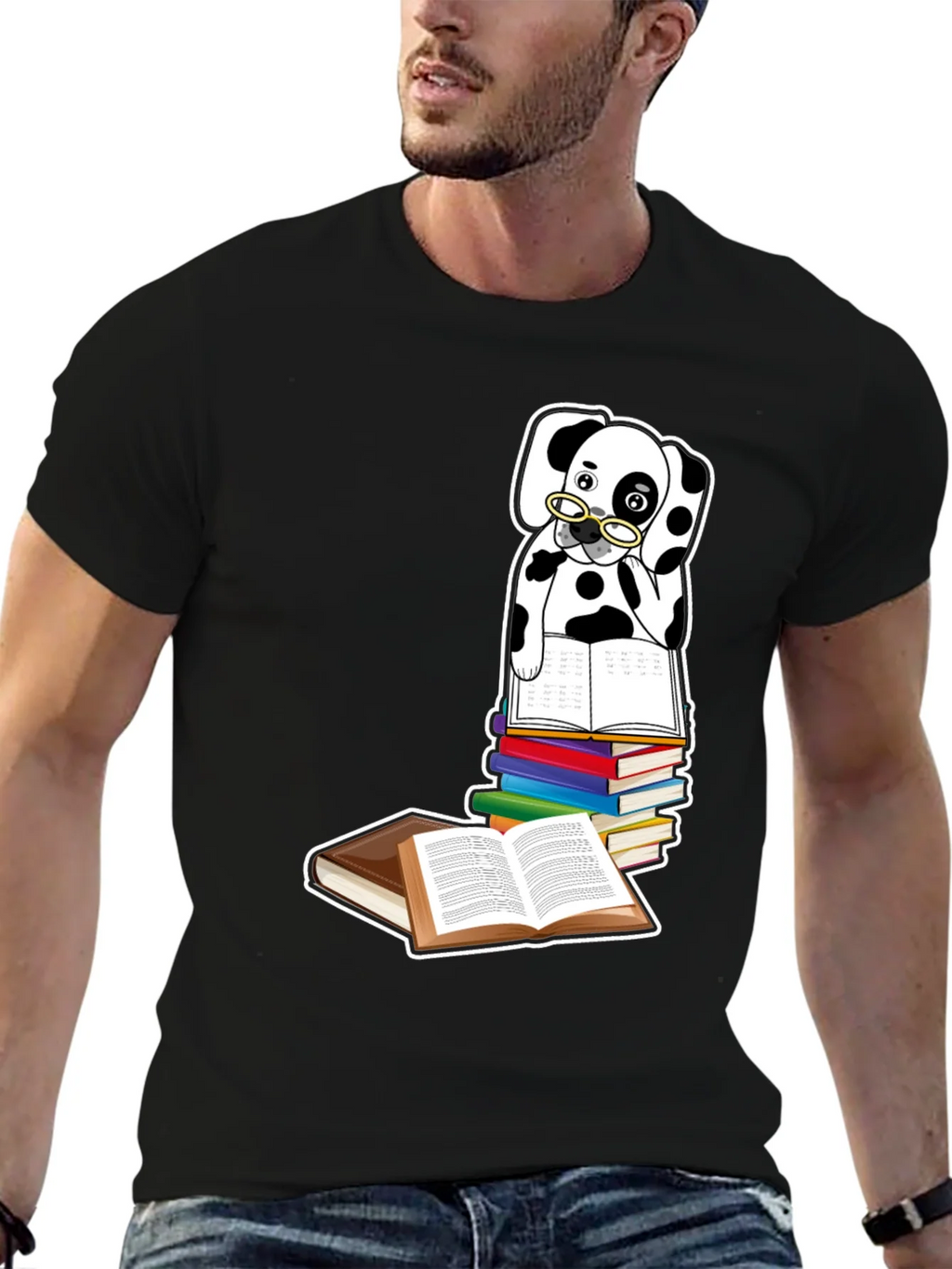 Dalmatian Dog Reading Books T-Shirt