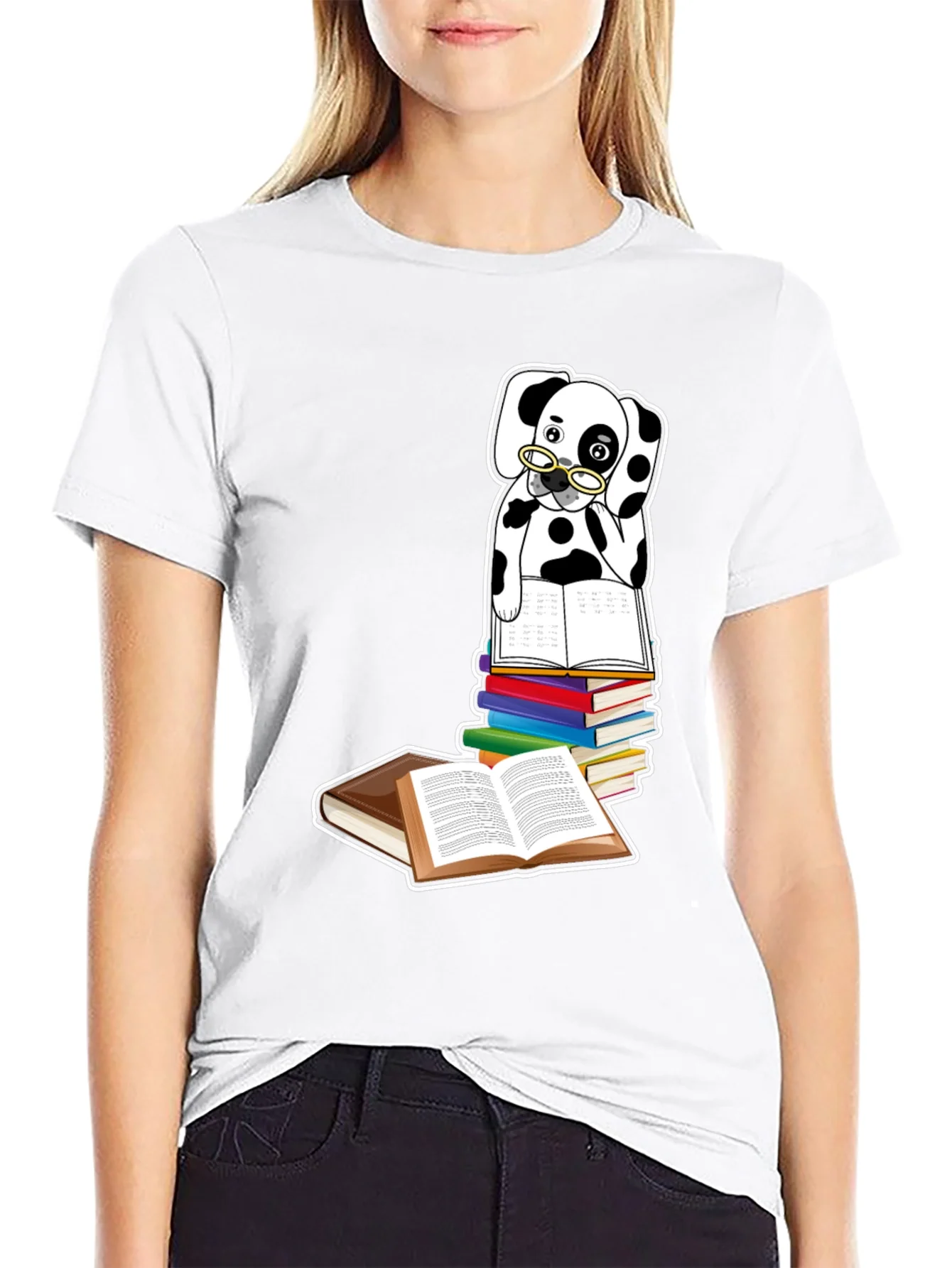 Dalmatian Dog Reading Books T-Shirt