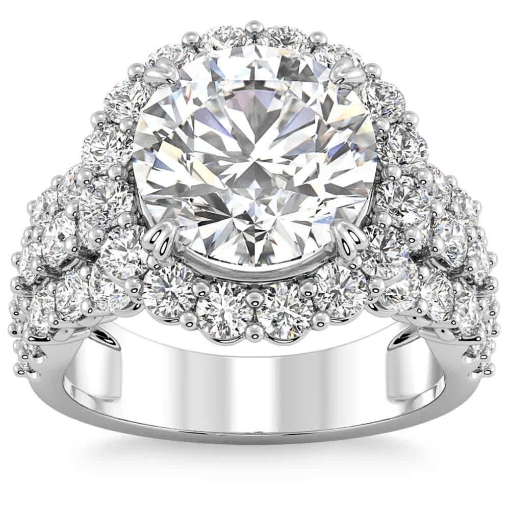 Certified 5Ct Diamond Multi Row Engagement Ring 14k Gold Lab Grown