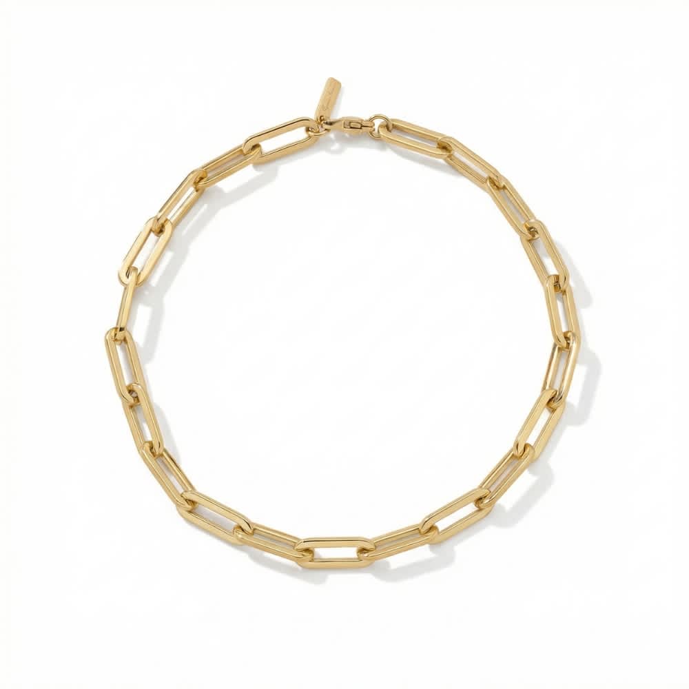 Yasmine 6mm Paperclip Anklet 18k Gold Plated 10" Length
