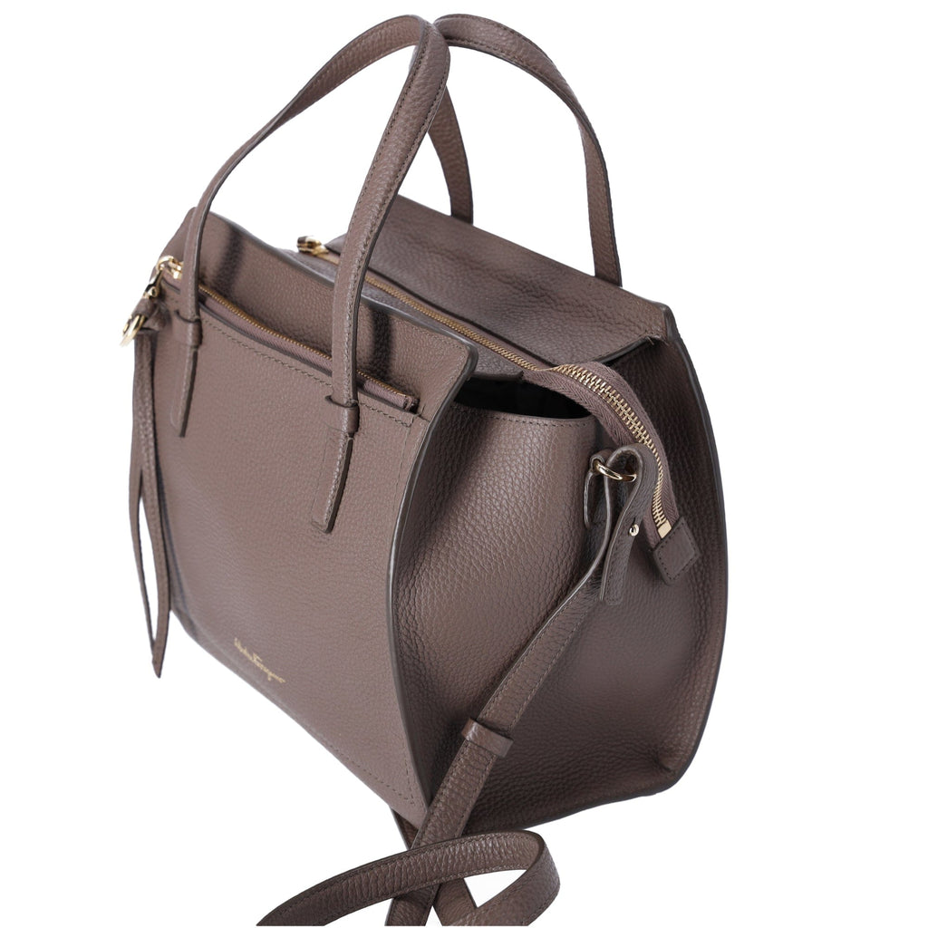 Salvatore Ferragamo Amy Handbag Gray Leather Small Crossbody