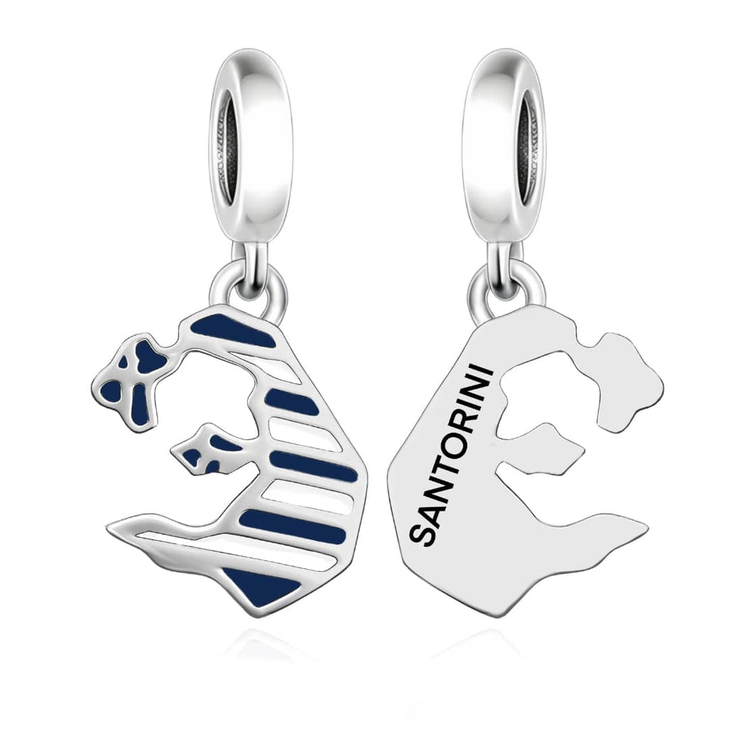 Santorini Island Map Flag Dangle Charm