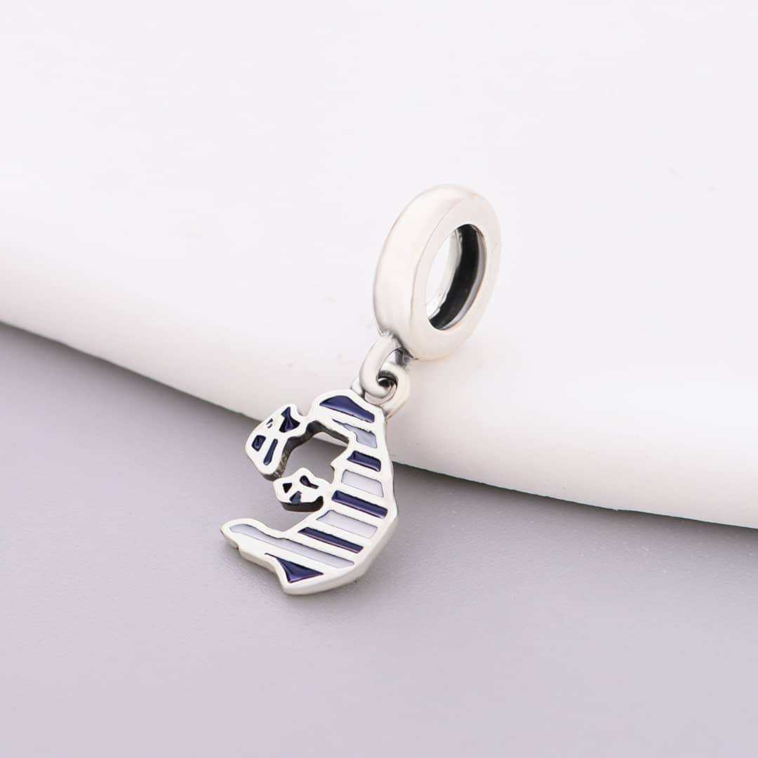 Santorini Island Map Flag Dangle Charm