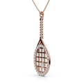 1/4Ct Diamond Pavé Tennis Racket Pendant Necklace 14k Gold Lab Grown Size: 3/4" Tall