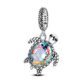 Sea Turtle with Iridescent Crystal Dangle Charm