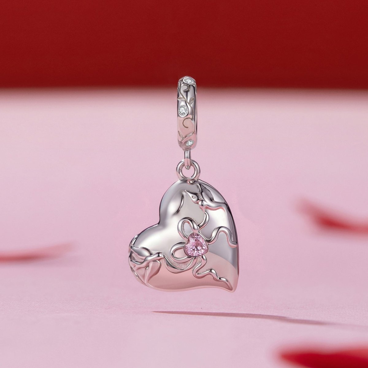 Secret Pink Heart Locket Dangle Charm