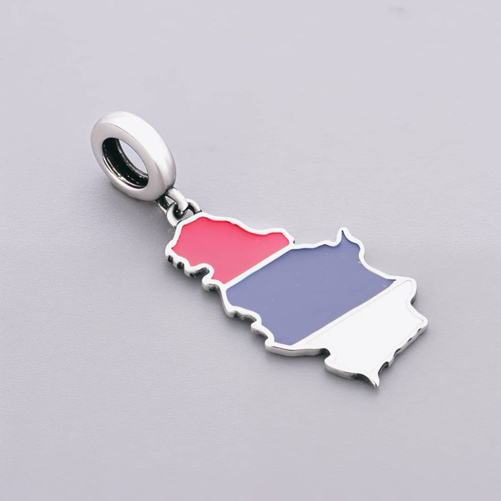 Serbia Map Flag Dangle Charm