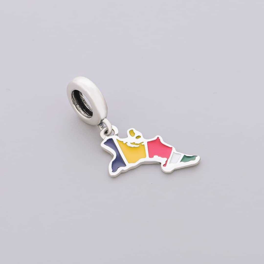 Seychelles Map Flag Dangle Charm