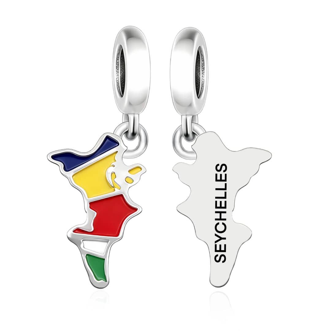 Seychelles Map Flag Dangle Charm