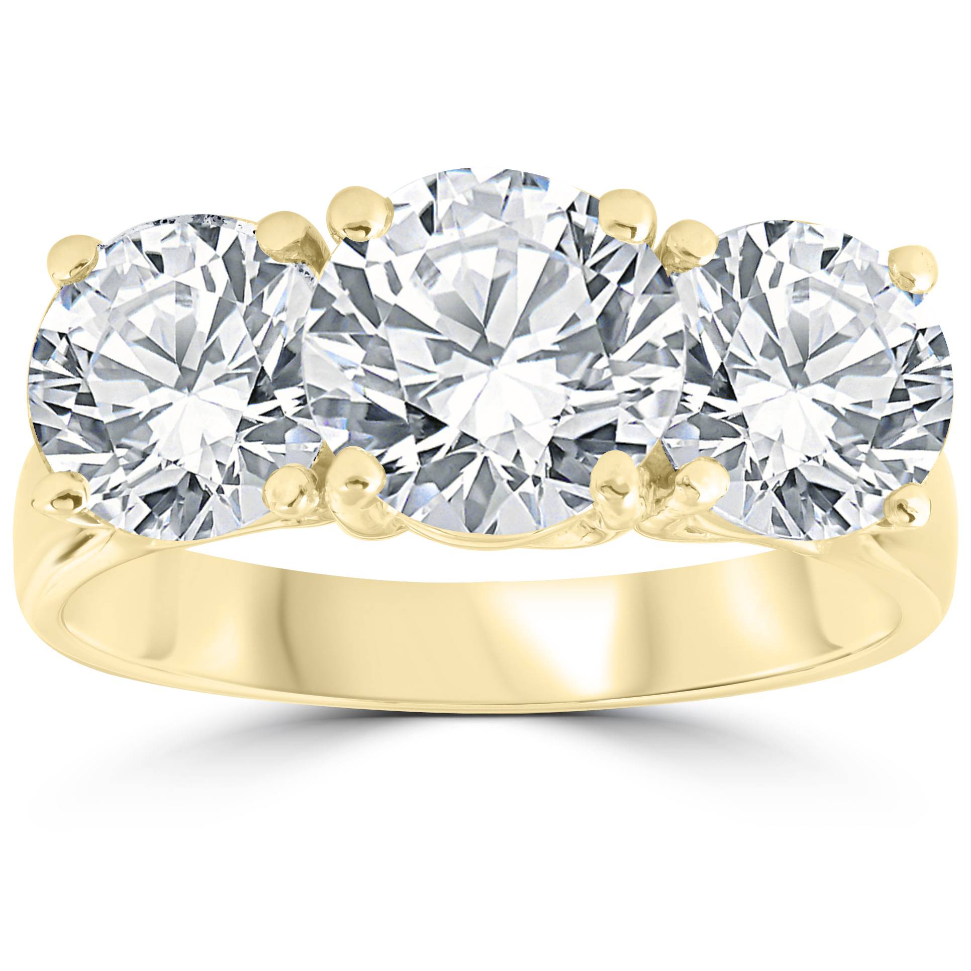 Certified 5Ct Three Stone Diamond Engagement Anniversary Ring 14k Gold Lab Grown Size Selectable