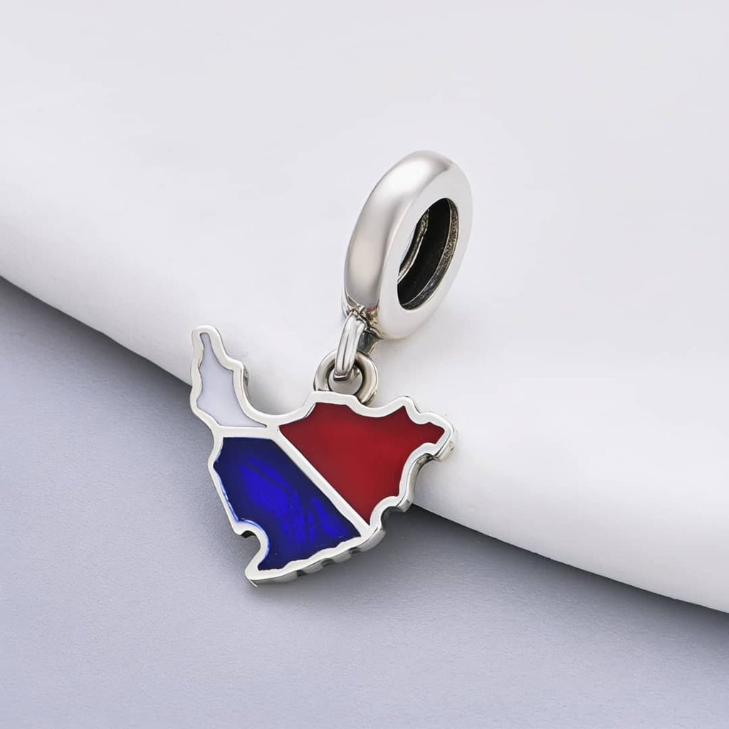 Sint Maarten & Saint Martin Island Map Flag Dangle Charm