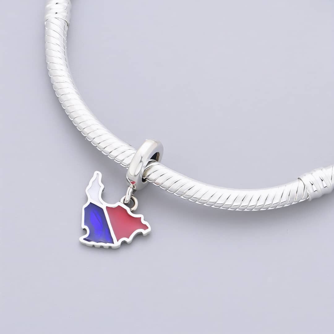 Sint Maarten & Saint Martin Island Map Flag Dangle Charm