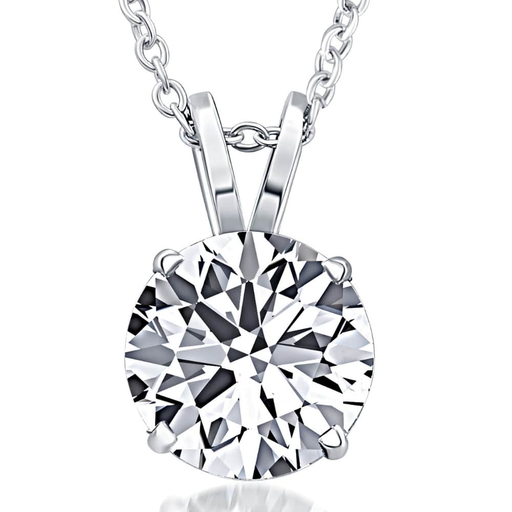 Certified 3Ct Round Solitaire Diamond Pendant 14k White Gold Necklace Lab Grown