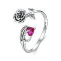 Skeleton Hand & Rose Adjustable Ring