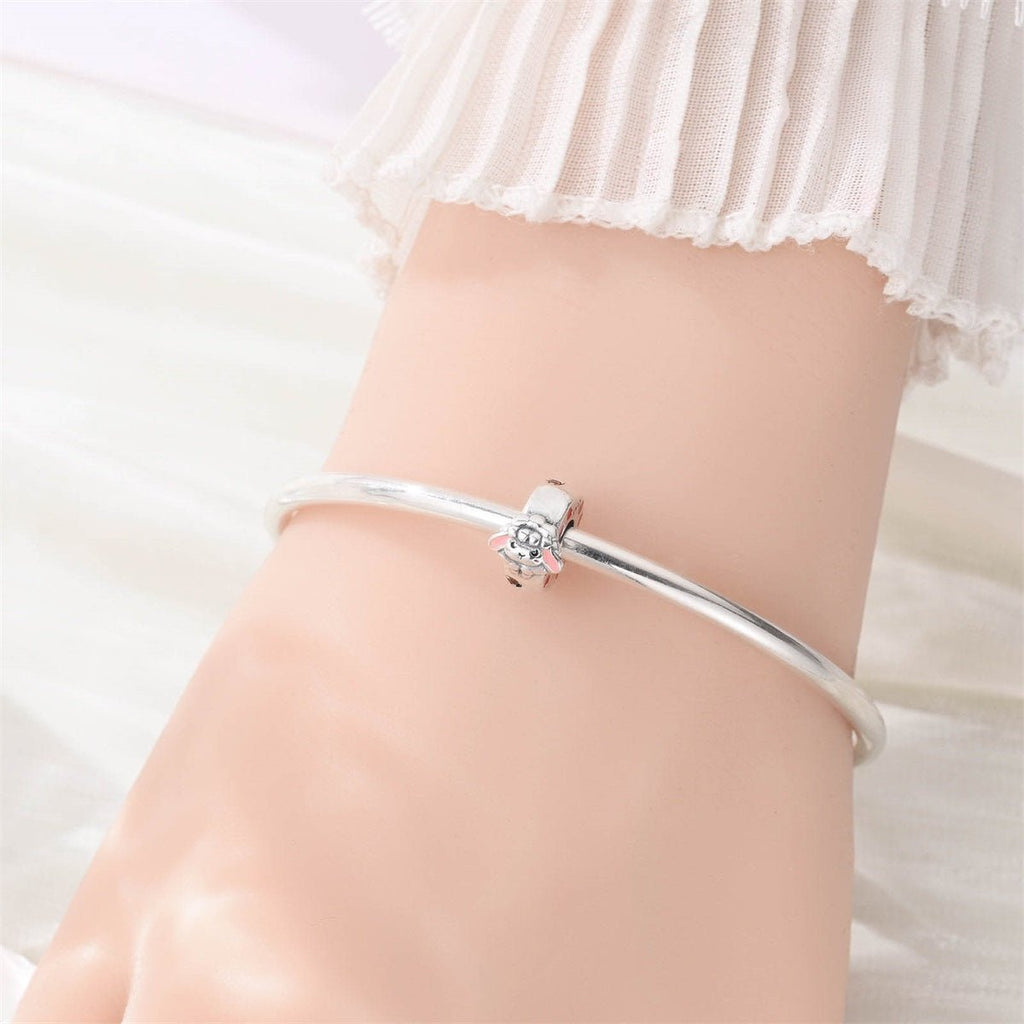 Sleeping Lamb & Pink Hearts Charm