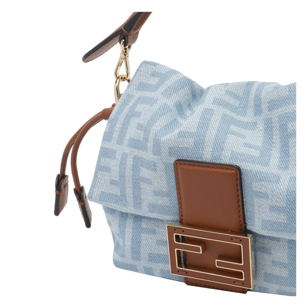 Fendi Women Small Mamma Baguette Denim Mini Bag