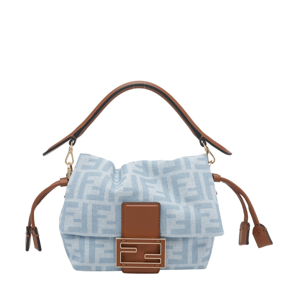 Fendi Women Small Mamma Baguette Denim Mini Bag