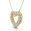 4Ct Diamond Heart Pendant 14k Gold Lab Grown 1 1/10" Tall 18" Necklace
