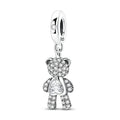 Sparkling Teddy Bear with Heart Dangle Charm