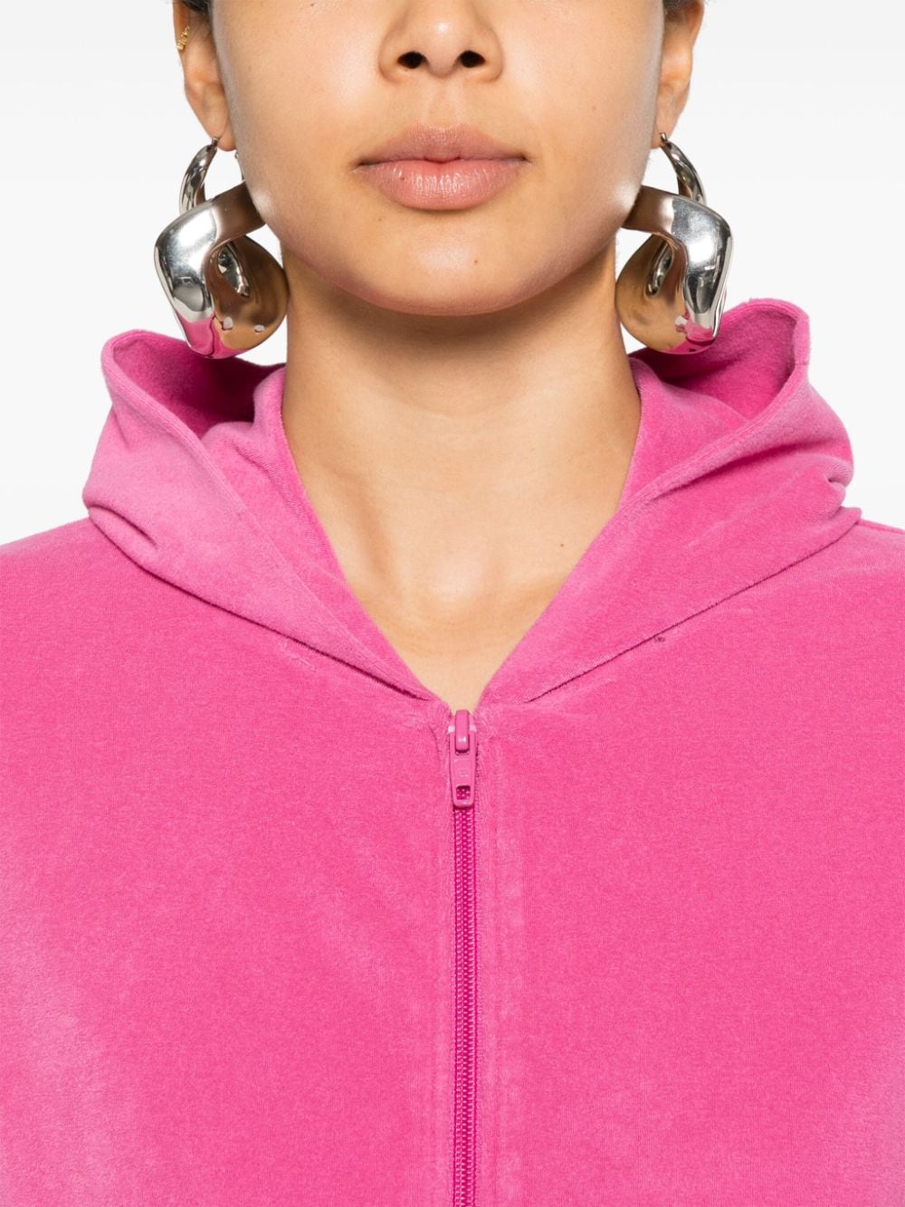 Balenciaga Women Velvet Zipped Hoodie