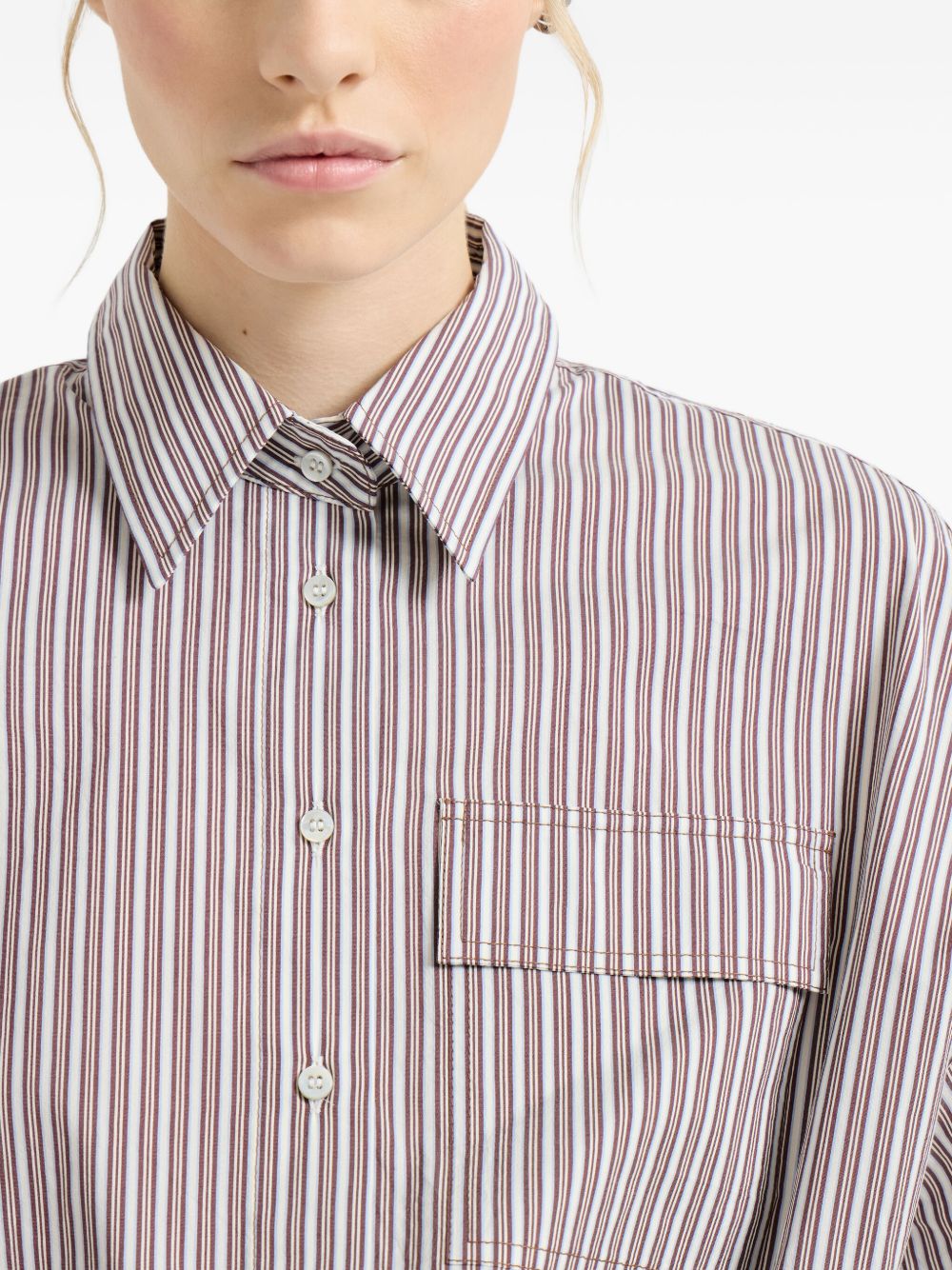 Brunello Cucinelli Women Striped Cotton Shirt