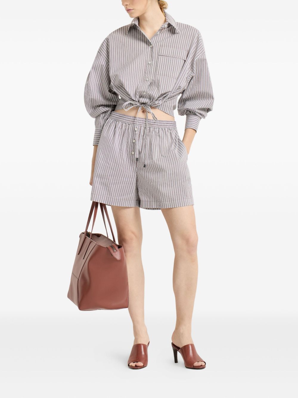 Brunello Cucinelli Women Striped Cotton Shirt