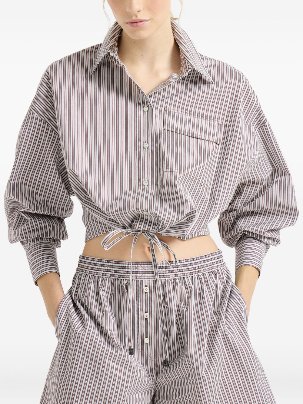 Brunello Cucinelli Women Striped Cotton Shirt