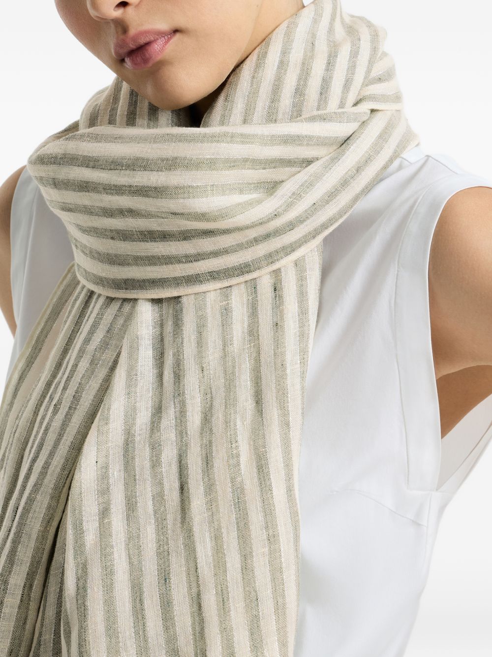 Brunello Cucinelli Women Striped Linen Scarf